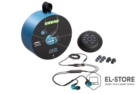 SHURE Shure SE215DYBL+UNI-EFS - Słuchawki douszne AONIC215 z pojedynczym przetwornikiem i kablem 3.5mm (niebieskie)