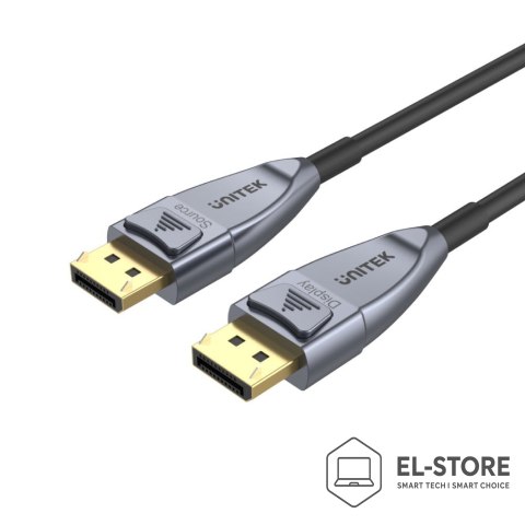 UNITEK Kabel DisplayPort UNITEK C1617GY 15 m Czarny, Srebrny