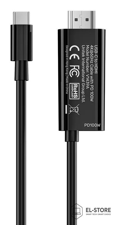 UNITEK UNITEK KABEL USB-C - HDMI 4K60HZ Z PORTEM PD 100W M/M