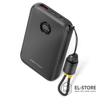 Vention Powerbank Vention 10000mAh 2 x USB-C 1x USB-A z wyświetlaczem 22,5W czarny