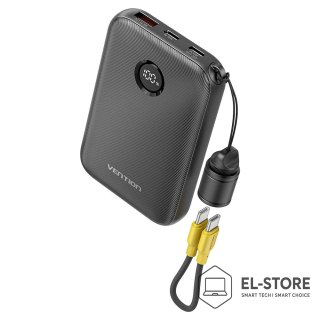 Vention Powerbank Vention 10000mAh 2 x USB-C 1x USB-A z wyświetlaczem 22,5W czarny