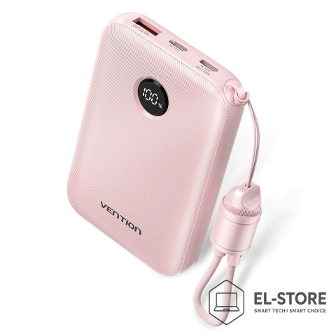 Vention Powerbank Vention 10000mAh 2 x USB-C 1x USB-A z wyświetlaczem 22,5W różowy