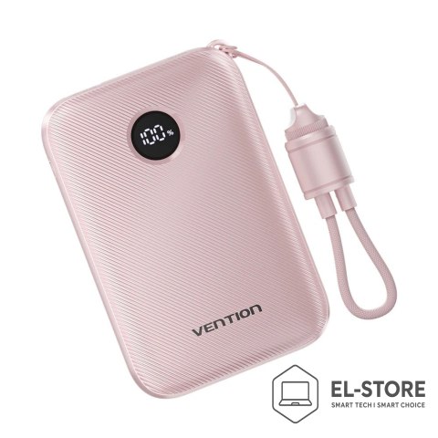 Vention Powerbank Vention 10000mAh 2 x USB-C 1x USB-A z wyświetlaczem 22,5W różowy