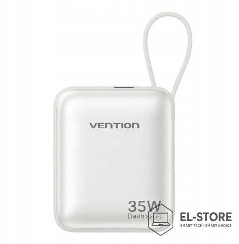Vention Powerbank Vention 10000mAh 35W PD z wbudowanym kablem USB-C beżowy