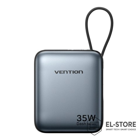 Vention Powerbank Vention 10000mAh 35W PD z wbudowanym kablem USB-C szary