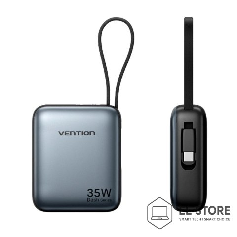 Vention Powerbank Vention 10000mAh 35W PD z wbudowanym kablem USB-C szary