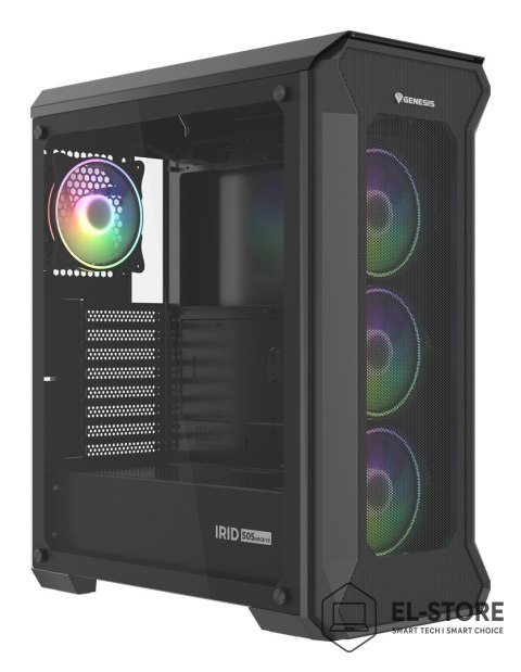 GENESIS Obudowa NATEC Genesis Irid 505 ARGB NPC-1518 (ATX. Micro ATX. Mini ITX; kolor czarny)