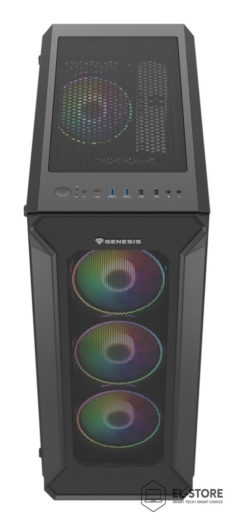 GENESIS Obudowa NATEC Genesis Irid 505 ARGB NPC-1518 (ATX. Micro ATX. Mini ITX; kolor czarny)