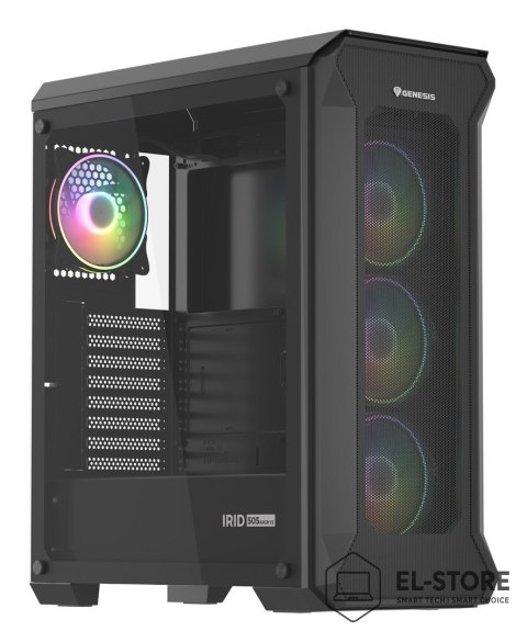 GENESIS Obudowa NATEC Genesis Irid 505 ARGB NPC-1518 (ATX. Micro ATX. Mini ITX; kolor czarny)