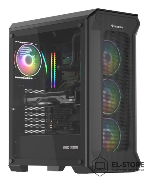 GENESIS Obudowa NATEC Genesis Irid 505 ARGB NPC-1518 (ATX. Micro ATX. Mini ITX; kolor czarny)