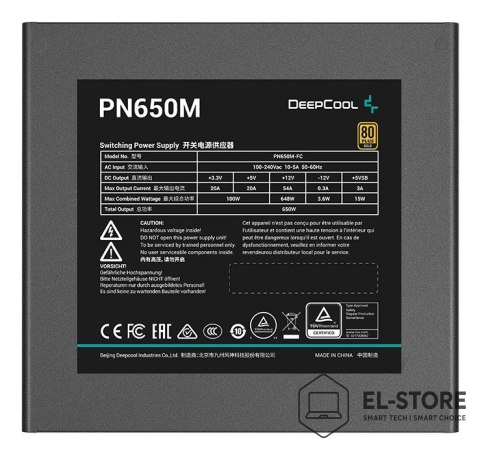 DEEPCOOL Zasilacz 80Plus Gold | Zobacz materiał PN650M | 650 W