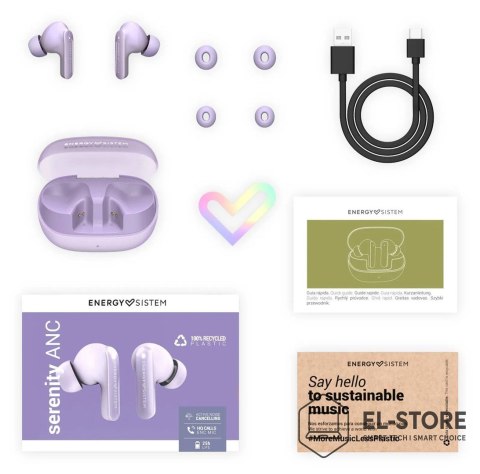 Energy Sistem Słuchawki bezprzewodowe Energy Sistem True Wireless Earphones Serenity ANC z mikrofonem, Bluetooth, kolor lawendowy, ANC