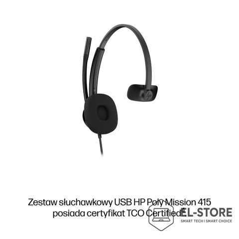 Hewlett-Packard Słuchawki przewodowe HP Poly Mission 415 Monaural USB Wired Headset Classic