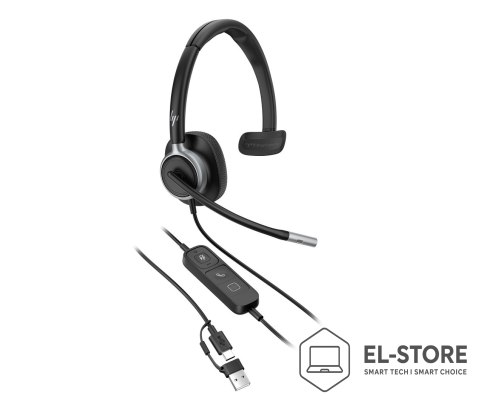 Hewlett-Packard Słuchawki przewodowe HP Poly Mission 615 Monaural USB Wired Headset