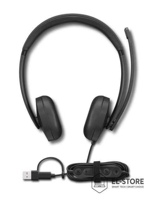 Lenovo Przewodowy zestaw słuchawkowy VoIP Lenovo 5000 z mikrofonem, USB A/C, Czarny