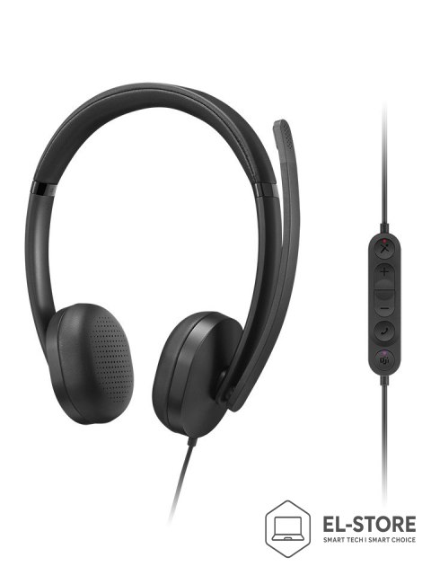 Lenovo Przewodowy zestaw słuchawkowy VoIP Lenovo 5000 z mikrofonem, USB A/C, Czarny