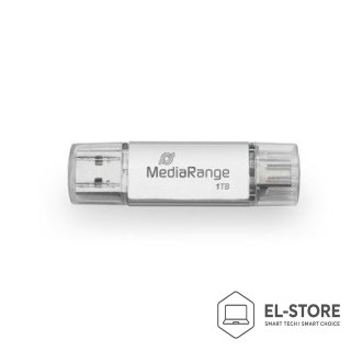 No name MediaRange MR941-1 pamięć USB 1 TB USB Type-A / USB Type-C 3.2 Gen 1 (3.1 Gen 1) Srebrny