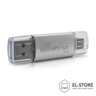 No name MediaRange MR941-1 pamięć USB 1 TB USB Type-A / USB Type-C 3.2 Gen 1 (3.1 Gen 1) Srebrny