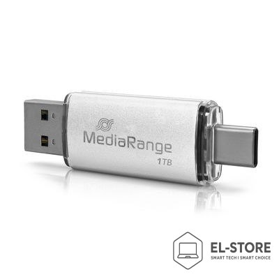 No name MediaRange MR941-1 pamięć USB 1 TB USB Type-A / USB Type-C 3.2 Gen 1 (3.1 Gen 1) Srebrny