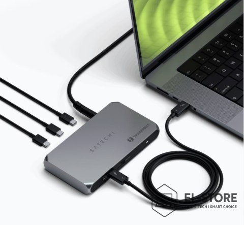 No name Satechi Thunderbolt 4 Slim Hub Pro - hub USB-C (port DC 20V, USB 3.2 Gen 2 Data Port, 3x port Thunderbolt 4) (space gray)
