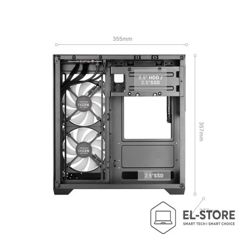 TACENS TACENS MARS MC-VIEW3 3xARGB USB-C mATX- obudowa/cases