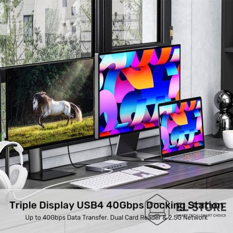 UNITEK Unitek Potrójna stacja dokująca USB4 40Gb/s,zasilacz 120W