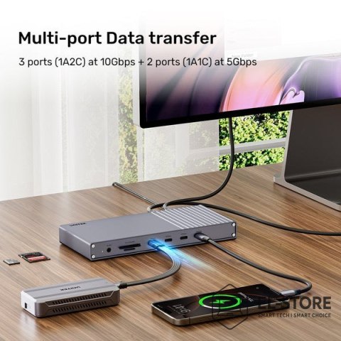 UNITEK Unitek Potrójna stacja dokująca USB4 40Gb/s,zasilacz 120W