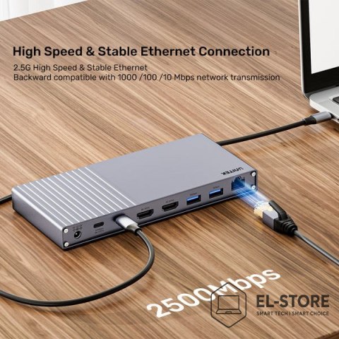 UNITEK Unitek Potrójna stacja dokująca USB4 40Gb/s,zasilacz 120W