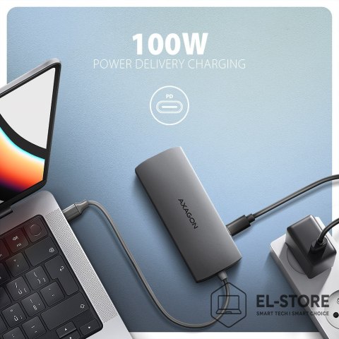 AXAGON AXAGON HMC-8HLSA Wieloportowy koncentrator USB-C 3.2 Gen 1, 3x USB-A + 4K/60Hz HDMI + SD/microSD, Gigabit LAN, Audio, PD 100W - 