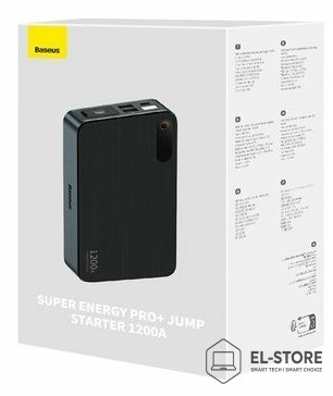 Baseus Powerbank/Rozrusznik Baseus Pro+ Car Jump Starter, 12000mAh, 1200A, USB (czarny)