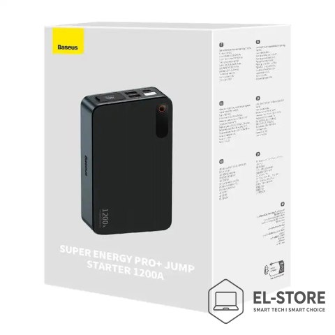 Baseus Powerbank/Rozrusznik Baseus Pro+ Car Jump Starter, 12000mAh, 1200A, USB (czarny)