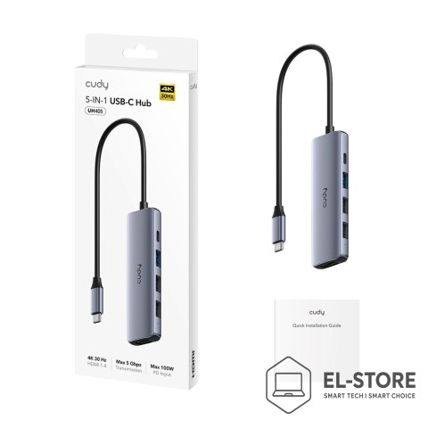 CUDY CUDY UH405 Hub 5-IN-1 USB-C z HDMI 4K