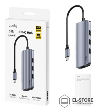 CUDY CUDY UH606 6-In-1 USB-C Hub with Gigabit