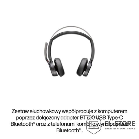 POLY Słuchawki Poly Voyager Focus 2-M USB-C-C Headset USB-C/A Adapter Charging Stand No localization Retail Packaging