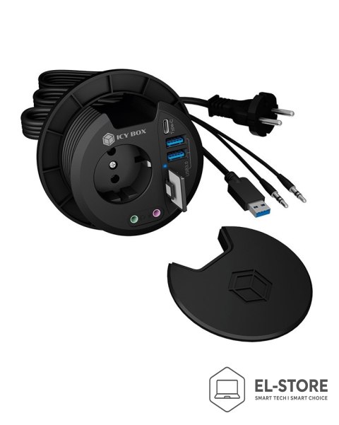 RAIDSONIC ICY BOX IB-HUB1430-CR gniazdko elektryczne Czarny