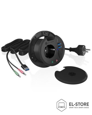 RAIDSONIC ICY BOX IB-HUB1430-CR gniazdko elektryczne Czarny