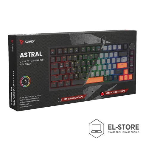 SAVIO SAVIO KLAWIATURA MAGNETYCZNA ASTRAL BLACK OUTEMU WHITE JADE RGB 3 KOLORY KEYCAPÓW