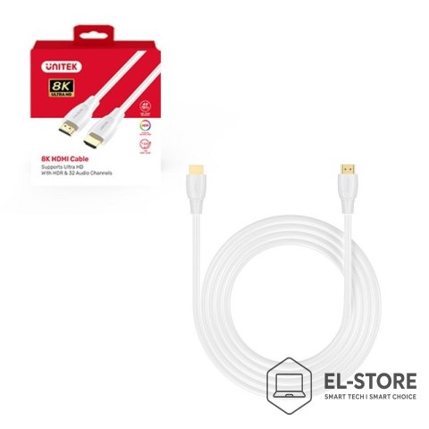 UNITEK UNITEK KABEL HDMI 2.1 8K HDR BIAŁY 2M