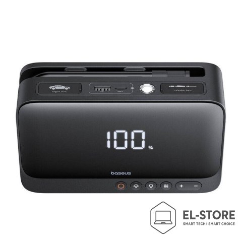 Baseus Baseus Super Energy BS-CH013 4in1 - urządzenie do rozruchu silnika z latarką, powerbankiem 6000mAh, kompresorem (czarny)