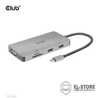 Club 3D CLUB3D CSV-1594 stacja dokująca USB 3.2 Gen 1 (3.1 Gen 1) Type-C Czarny, Szary