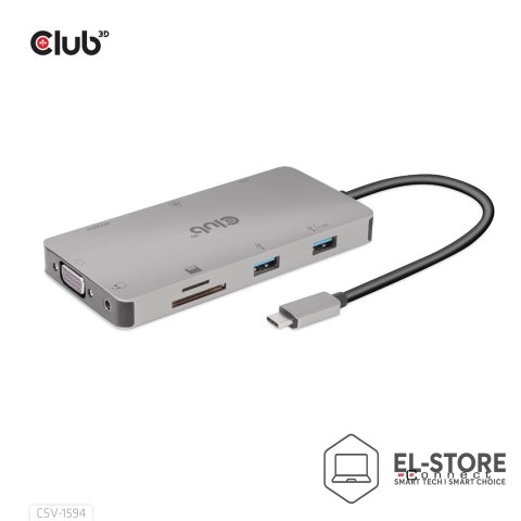 Club 3D CLUB3D CSV-1594 stacja dokująca USB 3.2 Gen 1 (3.1 Gen 1) Type-C Czarny, Szary