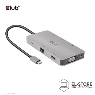 Club 3D CLUB3D CSV-1594 stacja dokująca USB 3.2 Gen 1 (3.1 Gen 1) Type-C Czarny, Szary