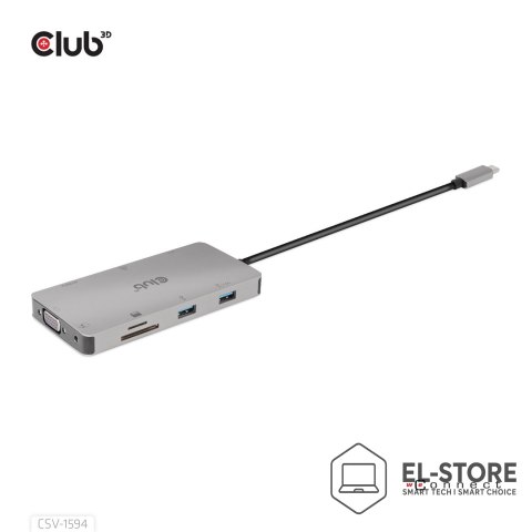 Club 3D CLUB3D CSV-1594 stacja dokująca USB 3.2 Gen 1 (3.1 Gen 1) Type-C Czarny, Szary