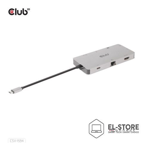 Club 3D CLUB3D CSV-1594 stacja dokująca USB 3.2 Gen 1 (3.1 Gen 1) Type-C Czarny, Szary