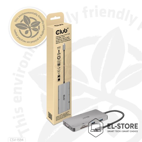 Club 3D CLUB3D CSV-1594 stacja dokująca USB 3.2 Gen 1 (3.1 Gen 1) Type-C Czarny, Szary