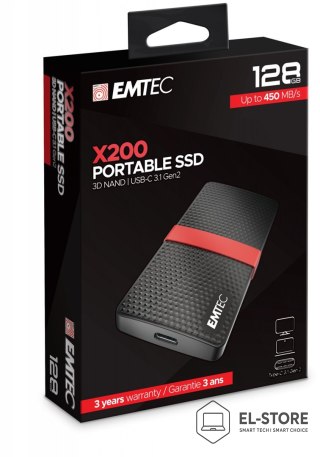 EMTEC Emtec X200 128 GB USB Type-C 3.2 Gen 1 (3.1 Gen 1) Czarny, Czerwony