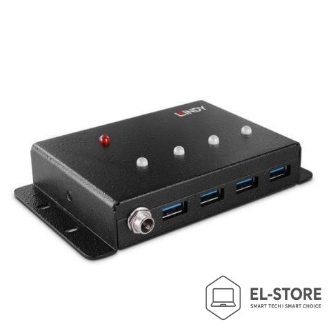 LINDY Lindy 43374 huby i koncentratory USB 3.2 Gen 1 (3.1 Gen 1) Type-B 5000 Mbit/s Czarny