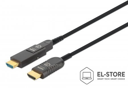 Manhattan Aktywny kabel światłowodowy MANHATTAN High Speed z odłączanym złączem 4K@60Hz UHD, HDMI męski na Micro HDMI męski (typ D) i odłą