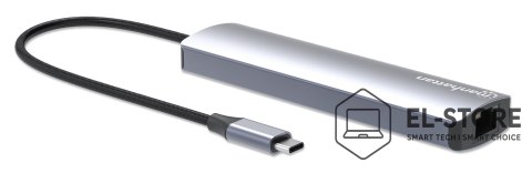Manhattan Manhattan 153959 stacja dokująca Przewodowa USB 3.2 Gen 1 (3.1 Gen 1) Type-C Srebrny