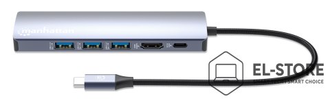 Manhattan Manhattan 153959 stacja dokująca Przewodowa USB 3.2 Gen 1 (3.1 Gen 1) Type-C Srebrny